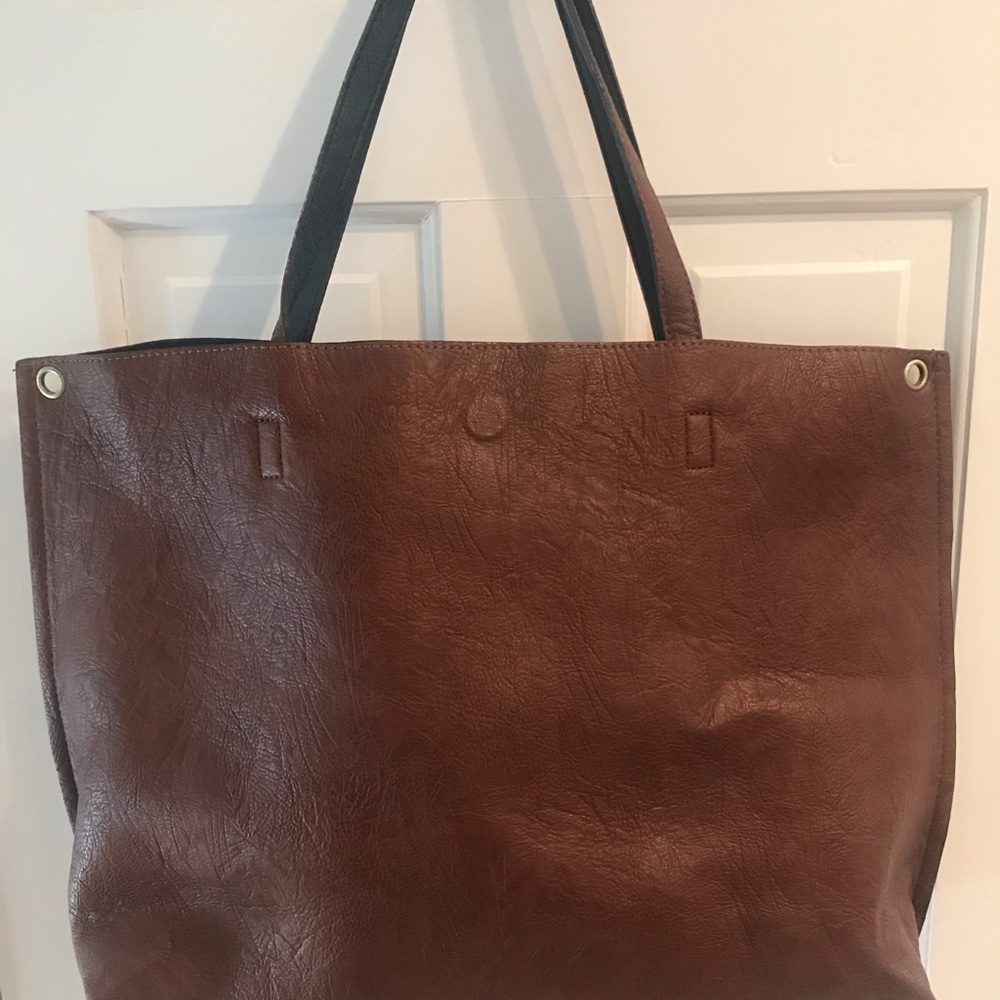 FREE PEOPLE Reversible Vegan Leather Tote. Fits a laptop.